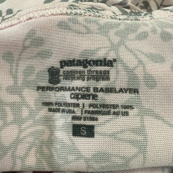 Patagonia Women’s Performance Baselayer Crew Shirt Size S – Pink & Green Leaf - Picture 3 of 8
